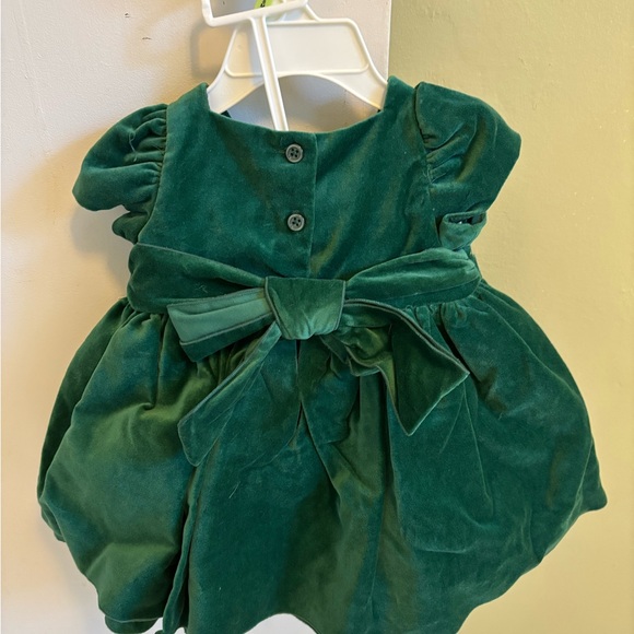 New NWT LAURA ASHLEY Emerald Green Velvet Formal Dress Baby 3-6 Months $52 - Picture 2 of 6